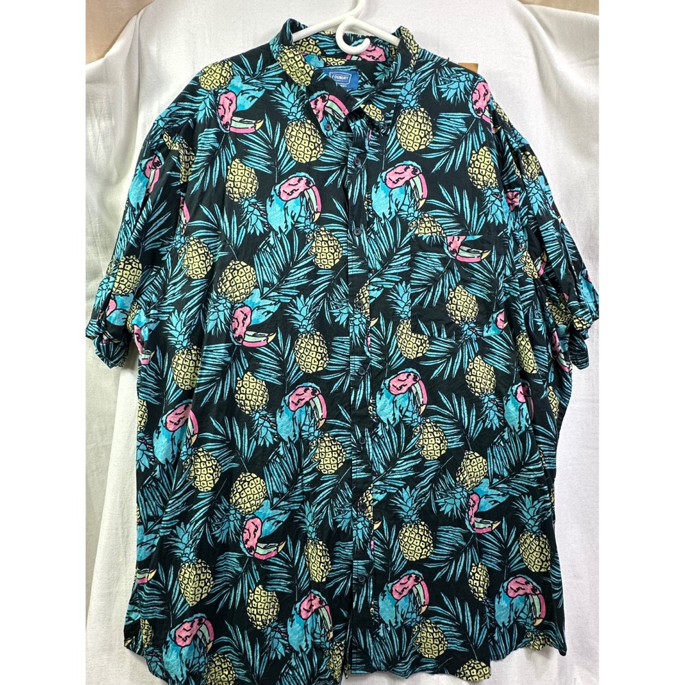 Foundry Shirt Men 4XL‎ XXXXL Tall Green leaf Yellow Pineapple Hawaiian Beach - Picture 9 of 10